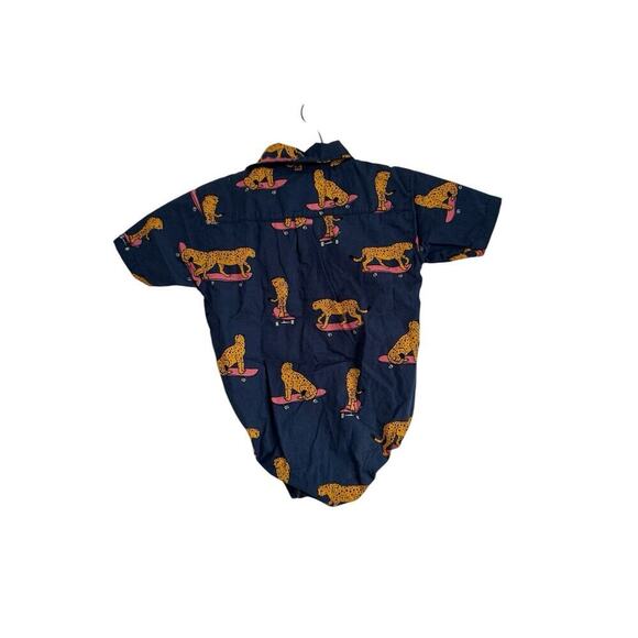 Mick Mack Skateboarding Cheetah Navy Blue Collared Bottom Snap Cotton 6-9 Mo. - Picture 7 of 8